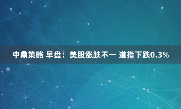 中鼎策略 早盘：美股涨跌不一 道指下跌0.3%