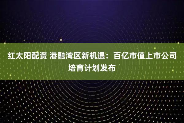 红太阳配资 港融湾区新机遇：百亿市值上市公司培育计划发布
